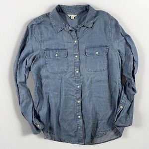 Lucky Brand Denim Button Down Shirt Light Wash Western Style Size Woman’s M